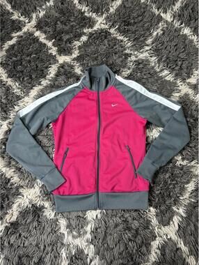 Nike The Athletic Dept Track Jacket Women’s Medium Pink Gray Full Zip Y2K Retro